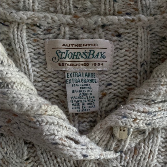 St. John's Bay Cream Cowl Neck Sweater with Cable Knit - Picture 2 of 4